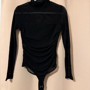 Amazon Black Mesh Long Sleeve Bodysuit
